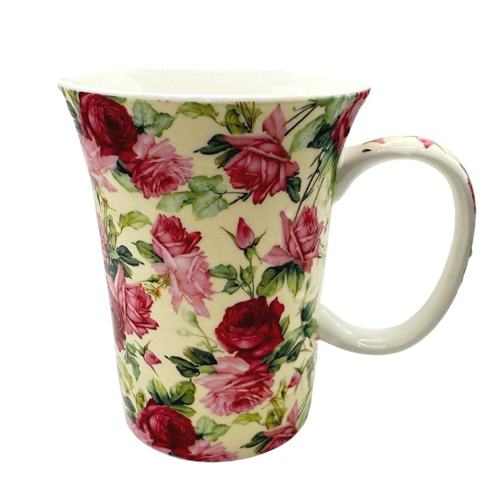 Blarney Bone China Coffee Mug Pink Red Rose Floral Tea Cup‎ Dishwasher Safe